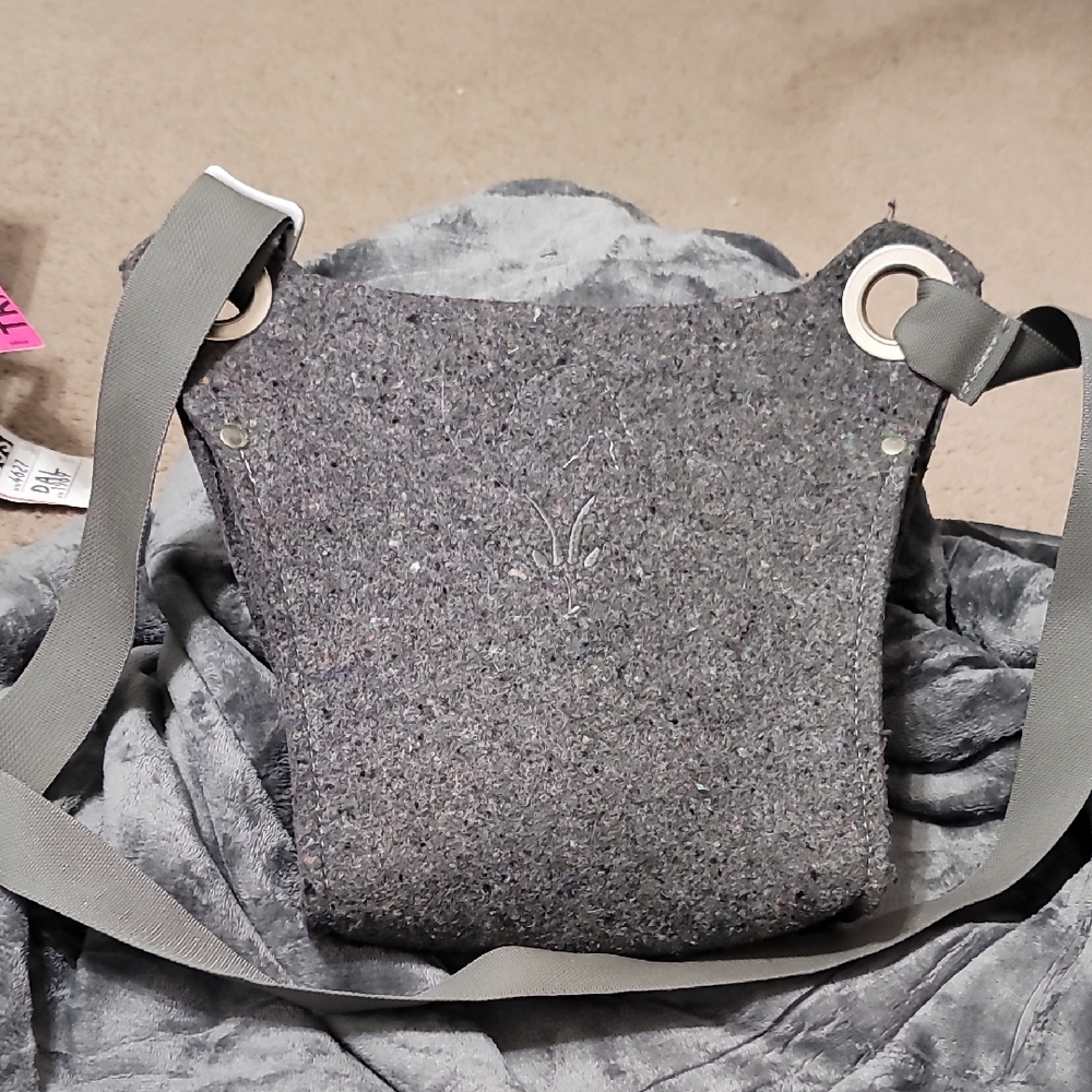 Ibex Gray Felt Crossbody Bag with Eyelet Strap